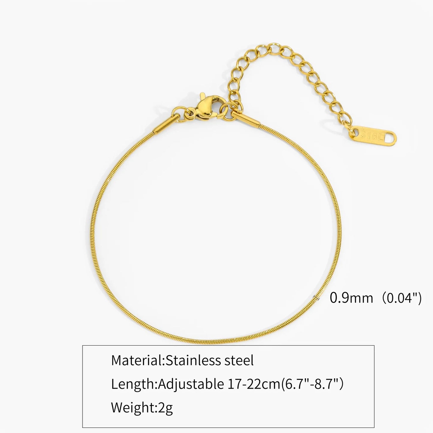 New Ultra-fine Stainless Steel Snake Chain Bracelet Gold Color Simple Bracelet For Women INS Fashion Jewelry Accessories.