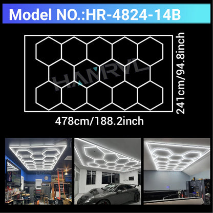 Hexagonal ceiling light BarberShop Car Garage LED Light 6500k LED tube for Gym Bar Hair Salon Library Workshop Auto Body Repair