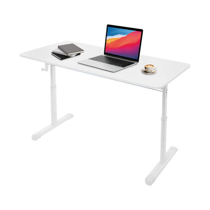 Höhenverstellbarer Schreibtisch, Heimbüro, Schreibtisch, manuell höhenverstellbarer Stehschreibtisch, weiß, 65–90 cm, höhenverstellbar