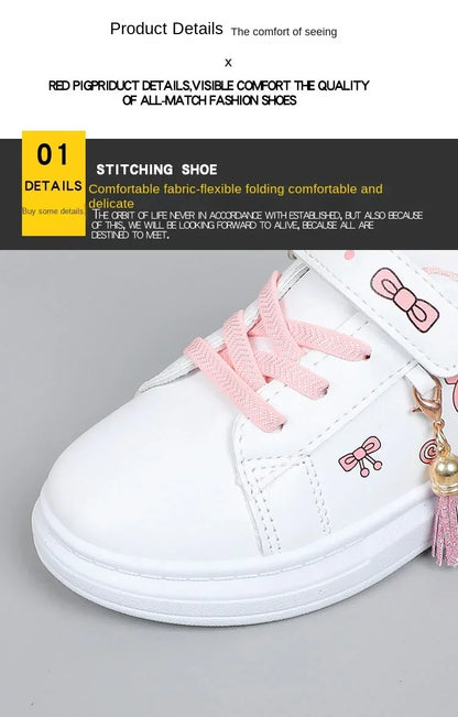 2025 Children's Little White Shoes Girls' Student Flat Bottom Casual Sports Shoes Low Top Spring Korean Plate Shoes.