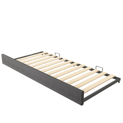 Gepolstertes Tagesbett 90x190cm, Tagesbett Schlafsofa mit ausziehbarem Bett 90x190cm, Kinderbett mit Gitter ohne Matratze