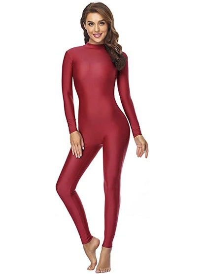 Unisex  Turtleneck Unitard Full Body Leotard  Long Sleeve Yoga Bodysuit Women Catsuit Daily Fitness Wear Cosplay Suits