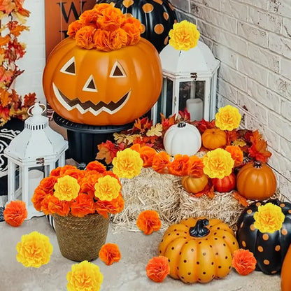 2,17 Zoll mexikanische Ringelblume künstliche Blumen Tag der Toten DIY Girlande String Halloween Diwali Party Home Outdoor Dekoration.