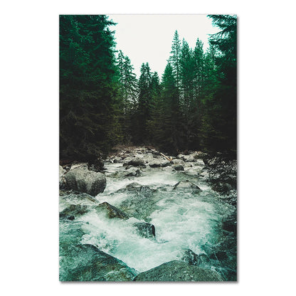 Mountain Wall Posters Fog Forest Canvas Painting Natural Landscape Poster Nordic Wall Pictures For Living Room Home Decoration