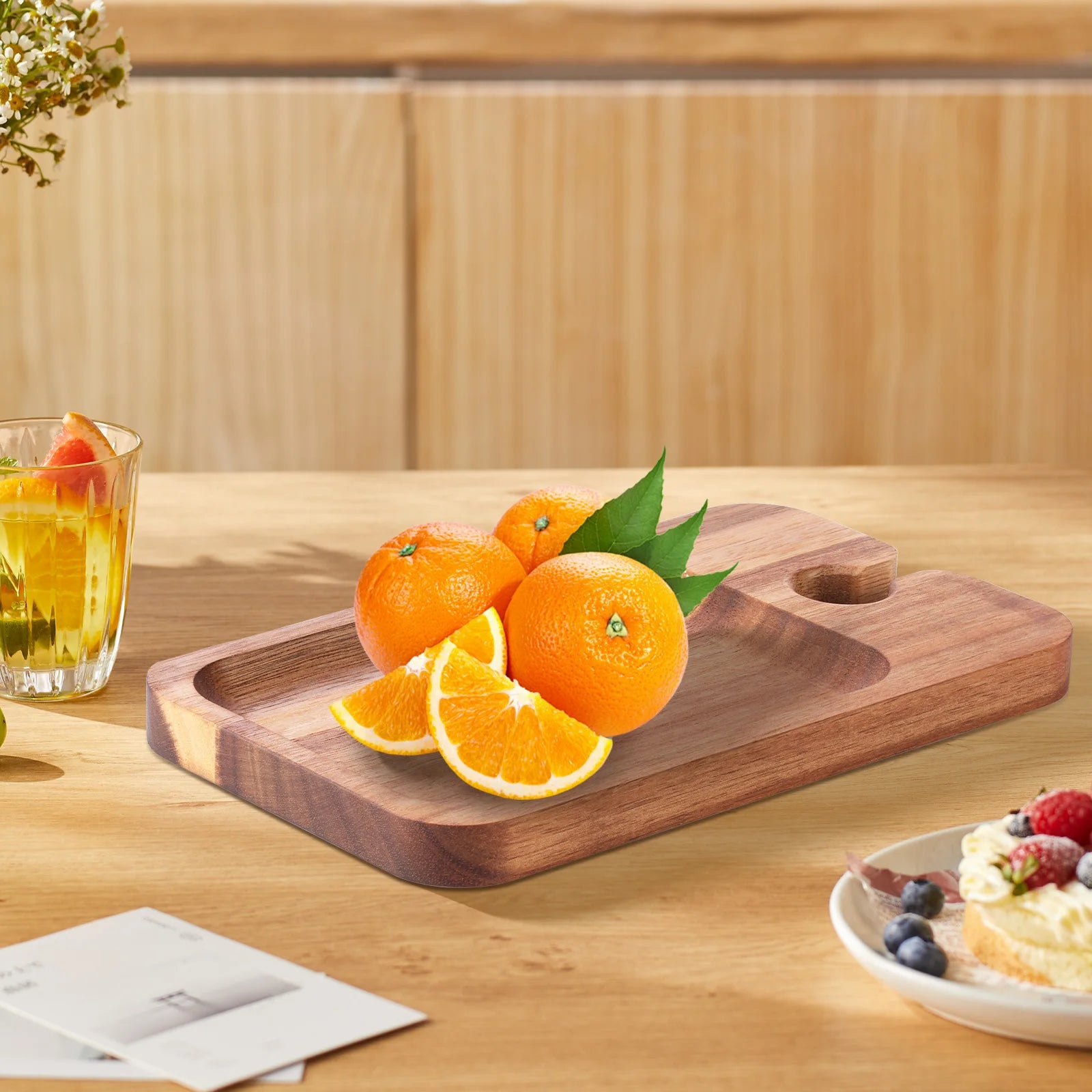 Wood Appetizer Plates With Wine Glass Holder Wine Appetizer Plates Wood Charcuterie Boards for Wine Party Housewarming Party.