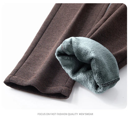 Men's Winter Velvet Casual Pants Thickened Warm Slim Fit Comfortable Solid Color Trousers Korean Fleece  Fashion Outdoor Jogging