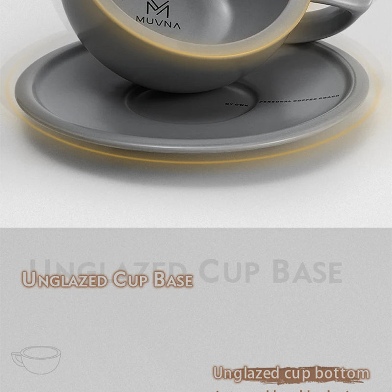MUVNA Coffee and tea tools Cups 280ml/for Latte,Hot Tea,Cappuccino,Mocha,Cocoa,White/Cup and Saucer Set/Ceramic Latte Coffee Cup.