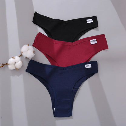 FINETOO 3/5Pcs Cotton Brazilian Panties Women's Panties Sexy V Waist T-Back Underwear Female Soft Underpants Lady Bikini Lingeri