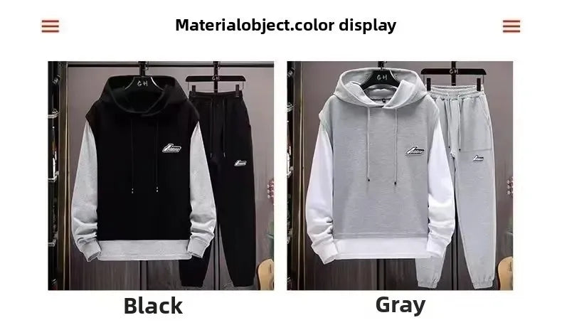 Men's Hoodie Long Sleeve Sportswear Set Casual Print Color Block Two-Piece Spring Autumn Fashionable Sweatshirt And Pants.