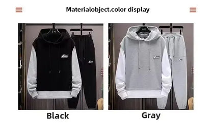 Men's Hoodie Long Sleeve Sportswear Set Casual Print Color Block Two-Piece Spring Autumn Fashionable Sweatshirt And Pants.