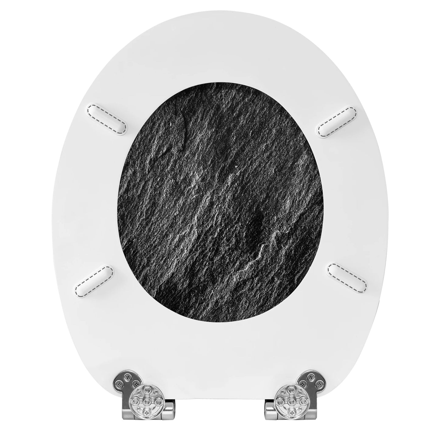 O-förmiger Toilettensitz, verstellbare Scharniere, Toilettendeckel mit Motiv, Soft-Close-Mechanismus für Badezimmer