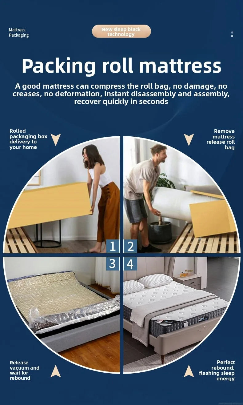 Komprimierte Rollmatratze, 200 * 100 * 20/22 cm Federgedächtnis-Baumwollmatratze, unabhängige Tasche