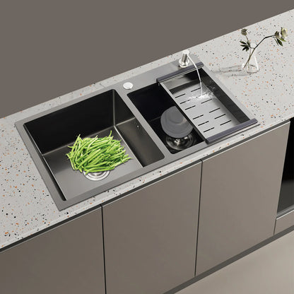 [Edelstahlspüle] Doppelbecken-Küchenspüle aus Edelstahl 304, modernes Design – großes Fassungsvermögen, langlebig