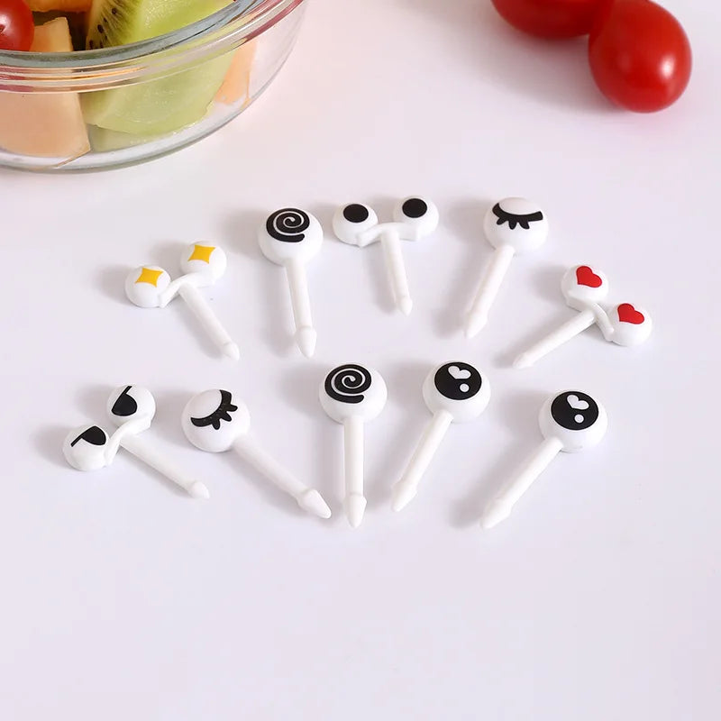 10/30/50Pcs Mini Skewers Cute Cartoon Eyes Kawai Lunch Bento Box Food Fruit Picks Fork Sticks Buffet Sandwich Toppers Decor fork.