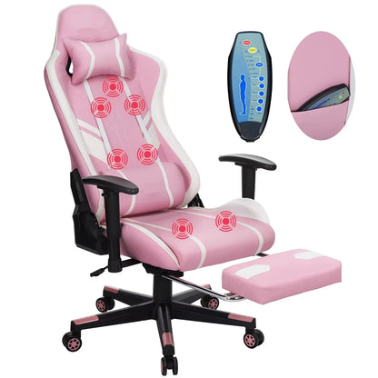GC-RC03 Massage-Gaming-Stuhl, 7-Punkt-Sitzhöhe, ergonomischer Bürostuhl mit Fußstütze und Lordosenstütze für das Heimbüro