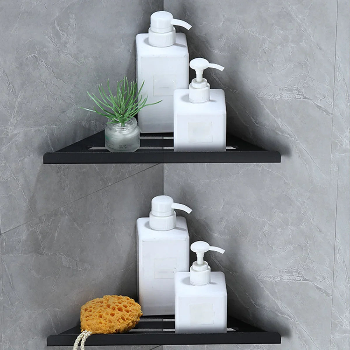 Badezimmerregal, Eck-Duschregal, ohne Bohren, Eck-Organizer aus Edelstahl 304, Aufbewahrung, robustes, hohles Shampoo-Regal