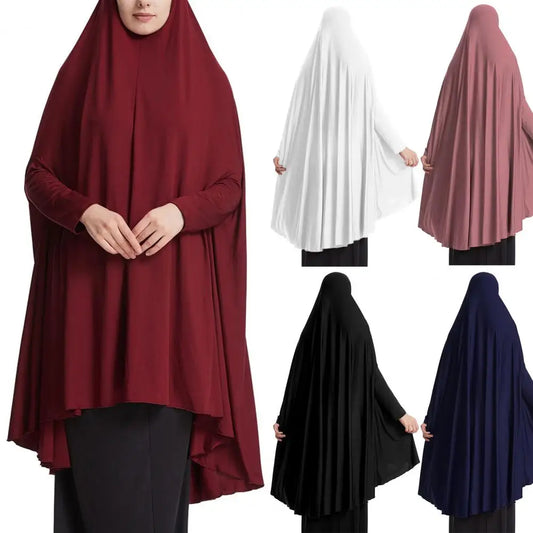 2 pieces Women Robe Middle East Arab Vintage Full Cover Long Sleeve Robe Pleated Hem Muslim Hijab Robe with Hooded Maxi Robe.