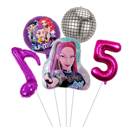 1 Set Kpop Dämonenjäger Thema Ballon Mädchen Alles Gute zum Geburtstag Party Dekoration Kinder Baby Dusche Geschenke Lieferungen.