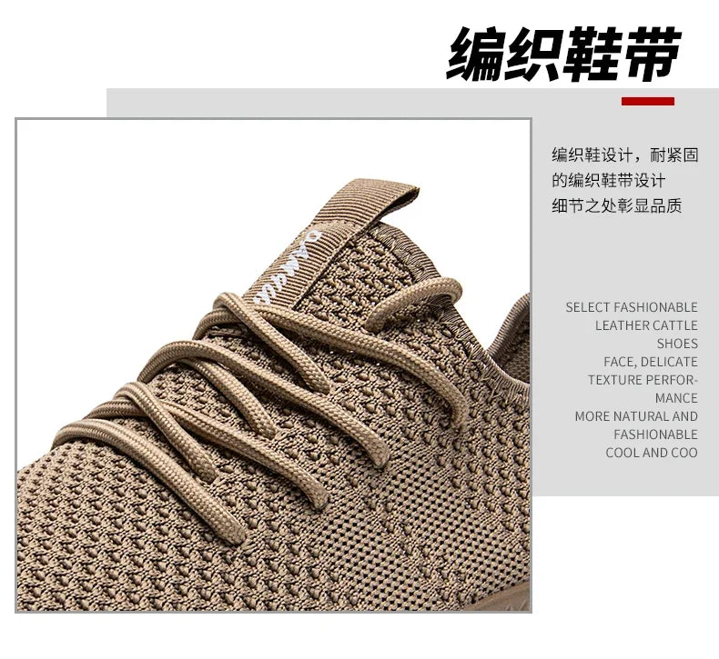 Fujeak Ultralight Running Shoes for Men Casual Breathable Mesh Sneakers Anti-slip Fashion Solid Colour Men's Shoes Plus Size 46.