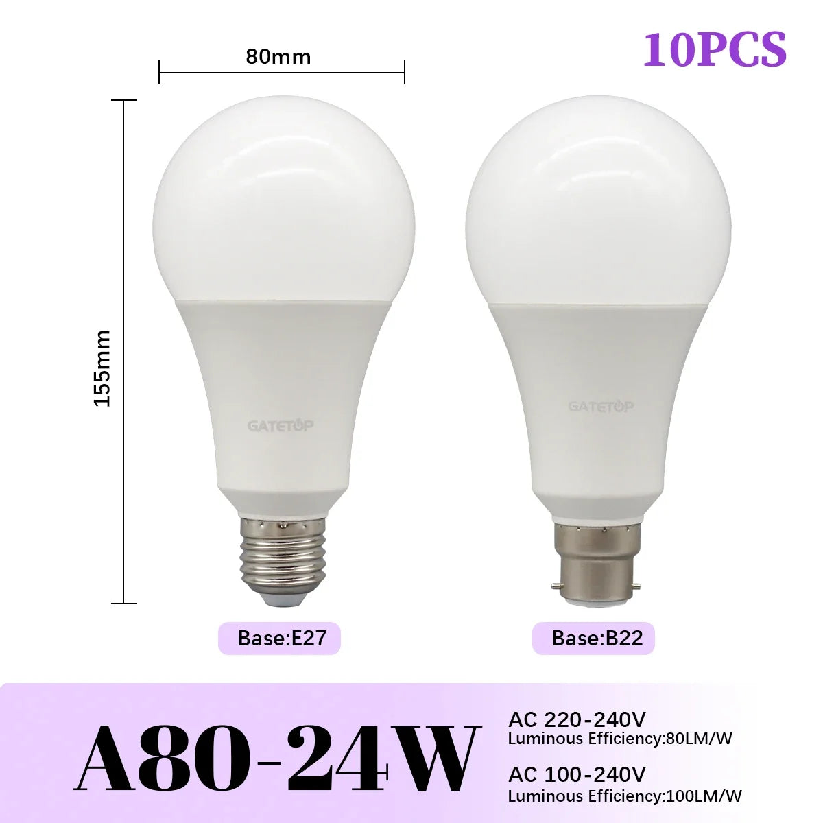 1/10PCS Energiesparlampe E27 B22 Lampen A60 A80 AC220V 230V 110V LED-Licht 20W 18W 24W für Home Derection Wohnzimmerbeleuchtung