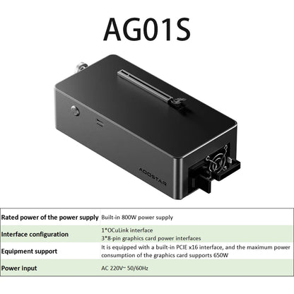 AOOSTAR AG02/AG01 EGPU Dock with OCuLink & USB4 Dual Ports, PCIe 4.0 x4 High Speed for Laptop Mini PC External Graphics Card.