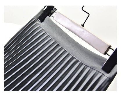 Looks Thin Pleated Skirt 2025 New High Waist A-line Skirt Mid-length Big Size Plaid Skirt Long Pleated Skirt Length 75-90cm