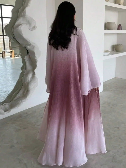 Elegante Abaya für muslimische Frauen, ausgestellte Ärmel, plissierte Abayas, islamische Kaftane, Jilbabs, Maxikleider, ethnische Kleidung aus dem Nahen Osten