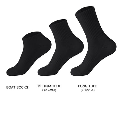 Mens Moisture Wicking Outdoor Hiking Work Cotton Socks Compression Cushion Crew Socks Leisure Men Black Socks 5 Pairs.