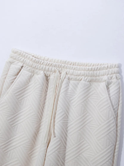 Men's Summer New Style Solid Color Knitted Short Sleeve Cardigan with Long Pants Casual Set Sporty Look from Mainland China