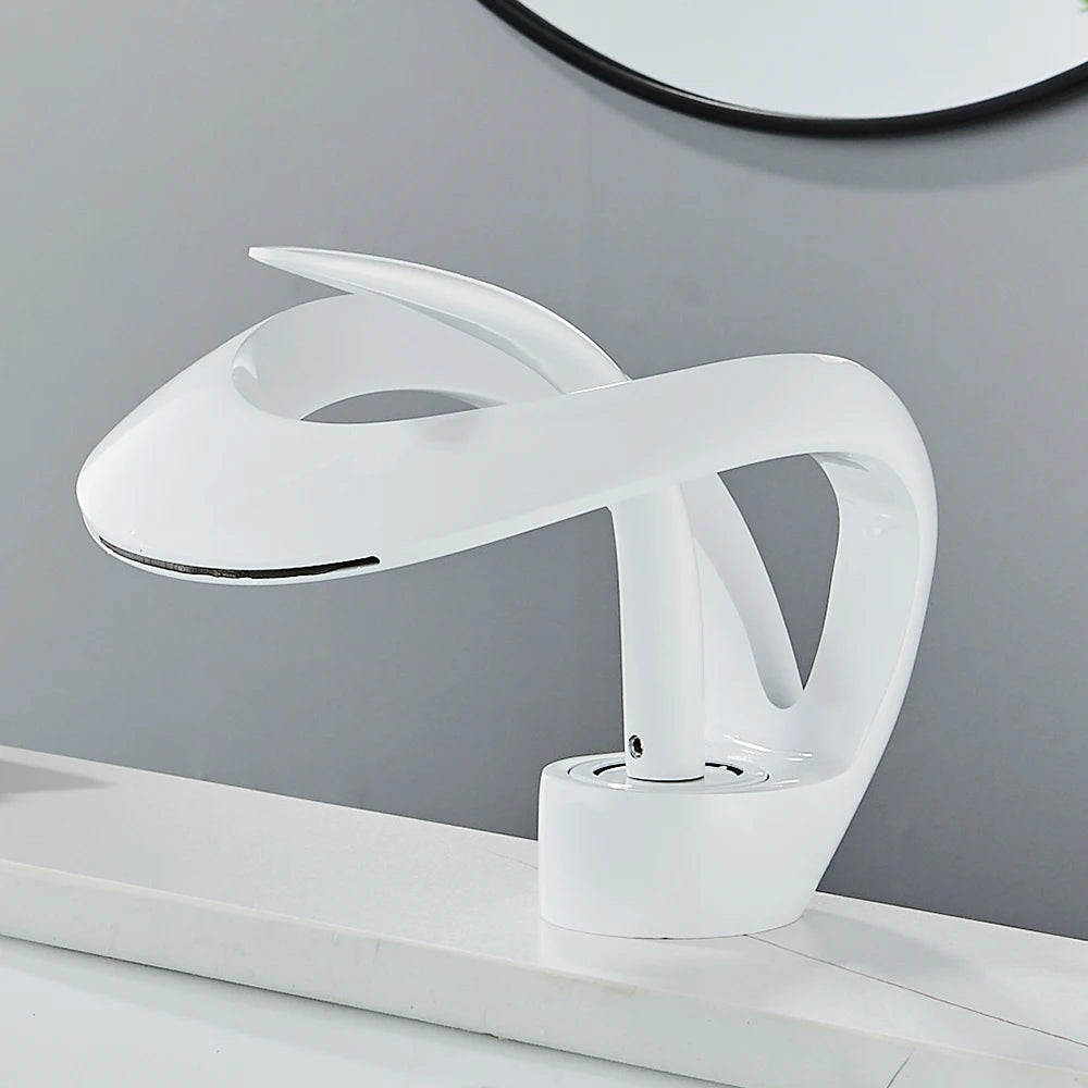 Rozin Luxury Black Basin Faucet Grey Bathroom Waterfall Mixer Tap Brass Deck Mount Modern Style Hot Cold Water Sink Mixer Crane