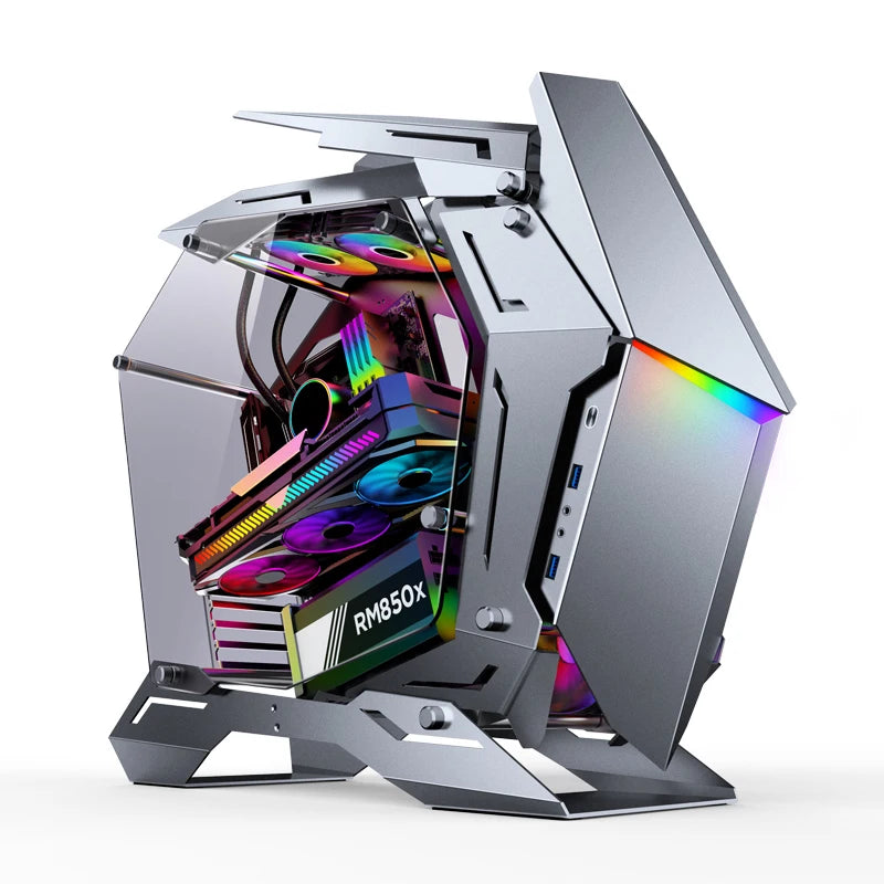 JONSBO MOD-3 Special-shaped Case All Aluminum Tempered Glass E-sports Mecha Theme Chassis E-ATX Motherboard 360 Water-cooled.