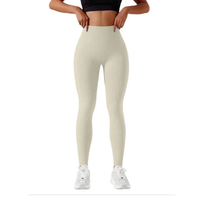 Women's High-Waisted Seamless Leggings, Quick-Dry Breathable Fabric, Four-Way Stretch Sporty Style for Yoga Cycling Running.