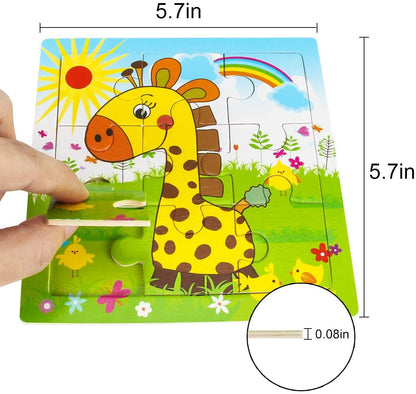 9/16 Jigsaw Puzzles for Kids Ages 2 3 4 5 Toddler Wooden Puzzle Preschool Educational Toys Set Animals Puzzle for Boys and Girls.