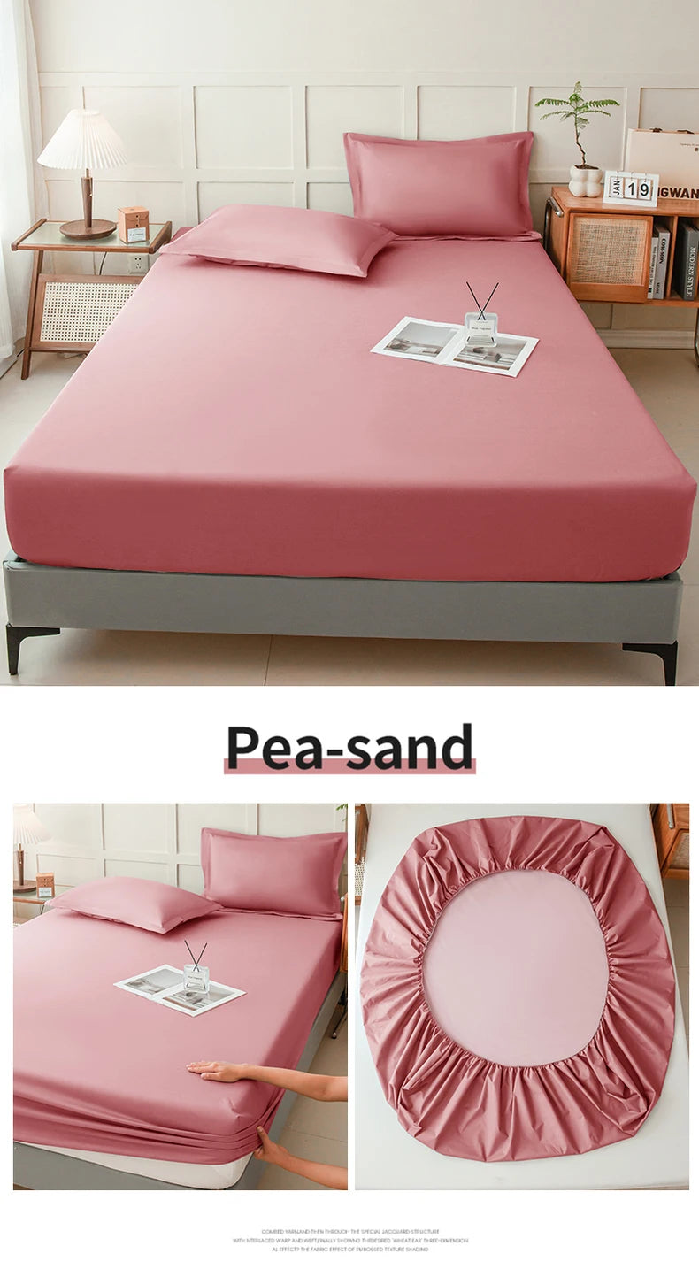 Waterproof Fitted Bed Sheet With 360 Elastic Band Mattress protector Cover Bedspreads for Single Double King Queen Size Bedsheet