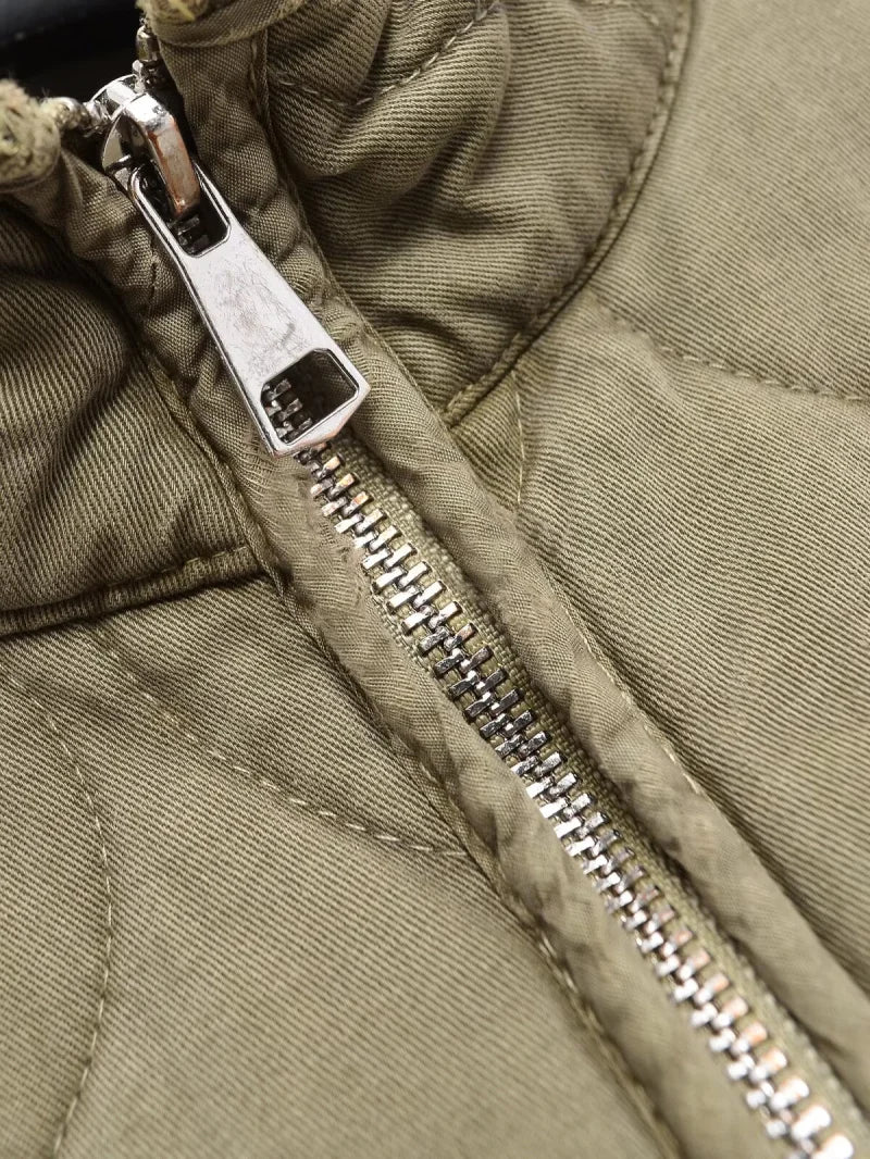 ZW Women's Cotton Jacket  2025 New Arrival Vintage Lenzing Rayon High Collar Large Pocket Decorative Quilted Coat for Women