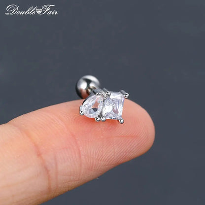 1pc Cartilage Tragus Helix Daith Crystal Ear Piercing Stud Earrings for Women Mini Screw Stainless Steel Stacking Ear Jewelry