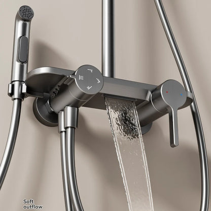 Four Ways Water Outlet Shower System Rainlfall Pressurized Sunflower Shower Set Wall Mounted Hot Cold Bathroom Shower Faucet Set
