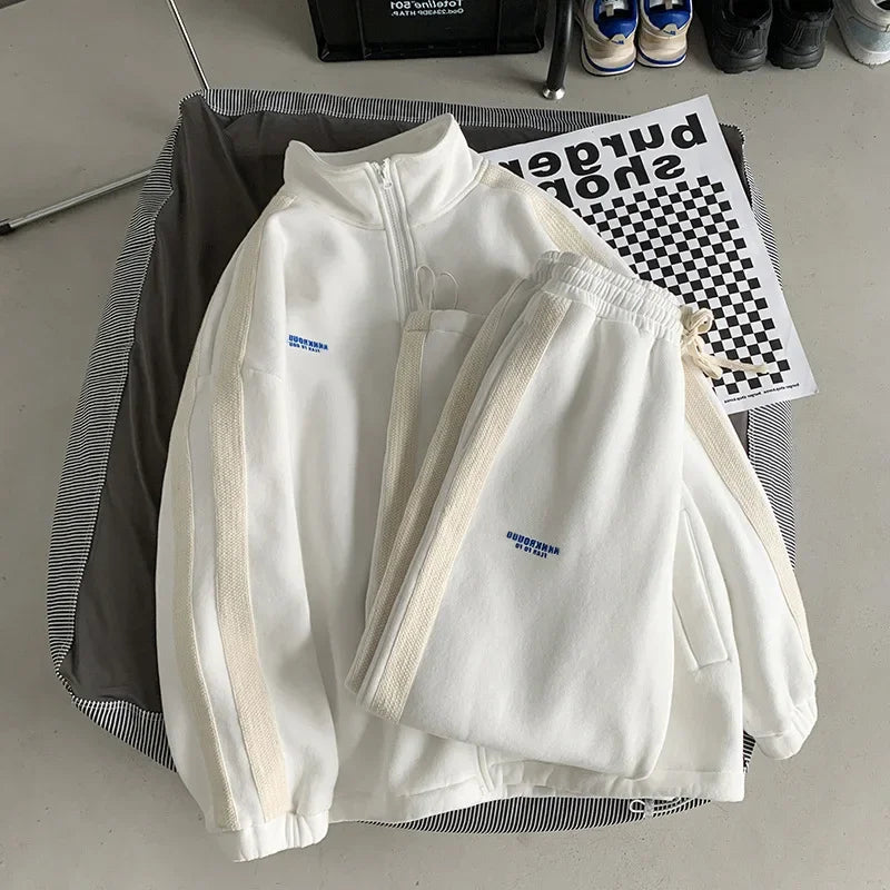 Casual Sporty Men's Hoodie Pants Set Hong Kong Style Long Sleeve Autumn Winter Loose Trendy Student Wear AE Origin China.