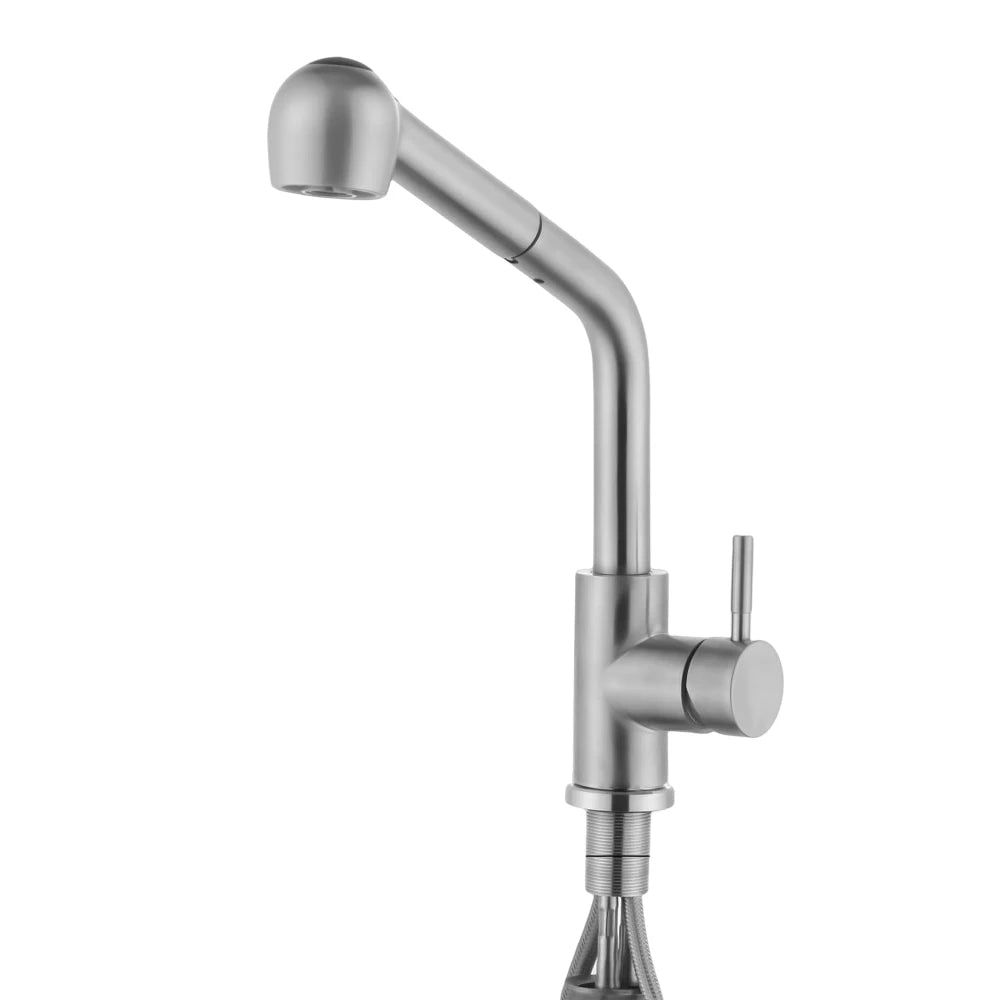 360° Rotating Retractable Sink Faucet Hot and cold Water Button Ceramic Valve Kitchen Stainless Steel Faucet with Shower