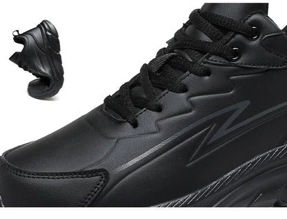 Black Leather Shoes for Men Height Increasing Winter Fashion Sneakers Plus Fur Warm Outdoor Cotton Casual Shoes Men Shoe Size 48.