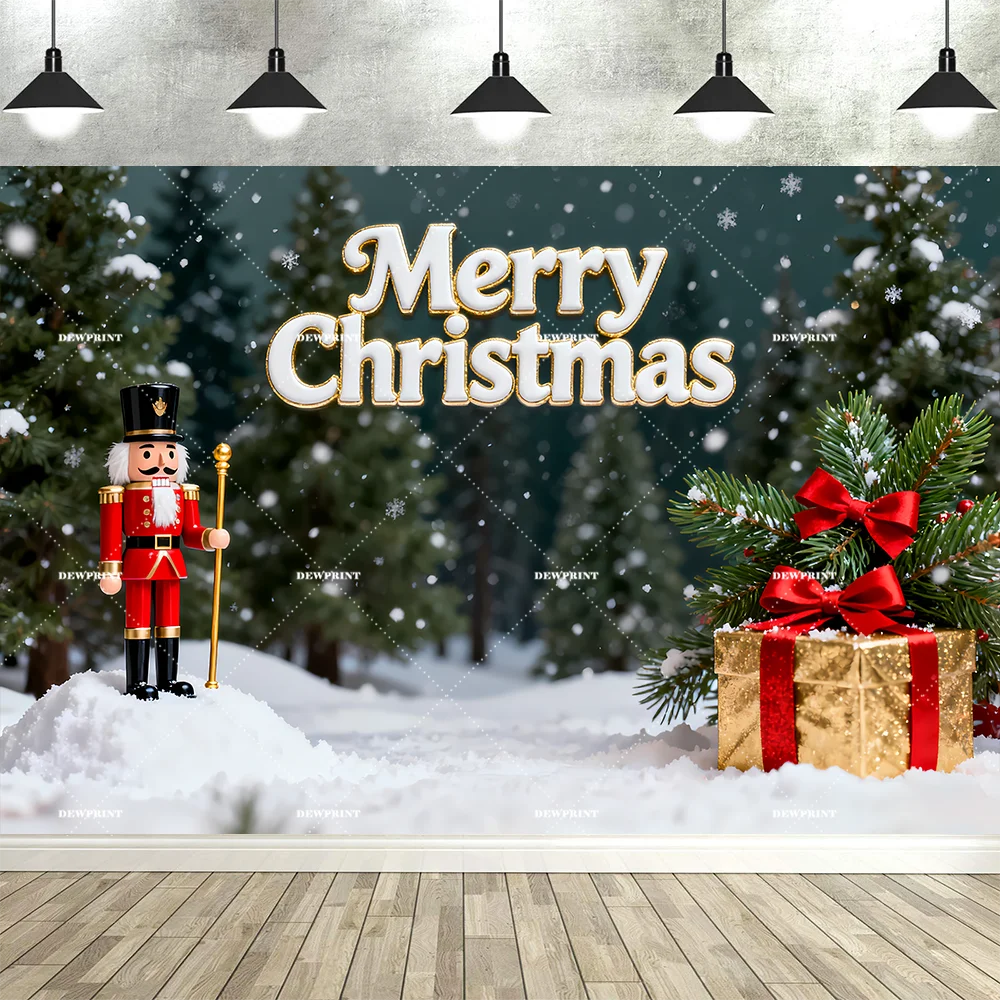Tauabdruck Weihnachten Nussknacker Dekorationen Hintergrund Banner Hintergrund Schneemann Geschenk Weihnachtsbaum Glocke Wandbehang Party Supplie Prop