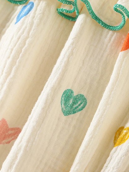 Sommer-Hosenträger-Body für Babys von 0–2 Jahren, herzbedruckt, einteilige Säuglingskleidung, ärmelloser Overall für Kleinkinder mit Hut.