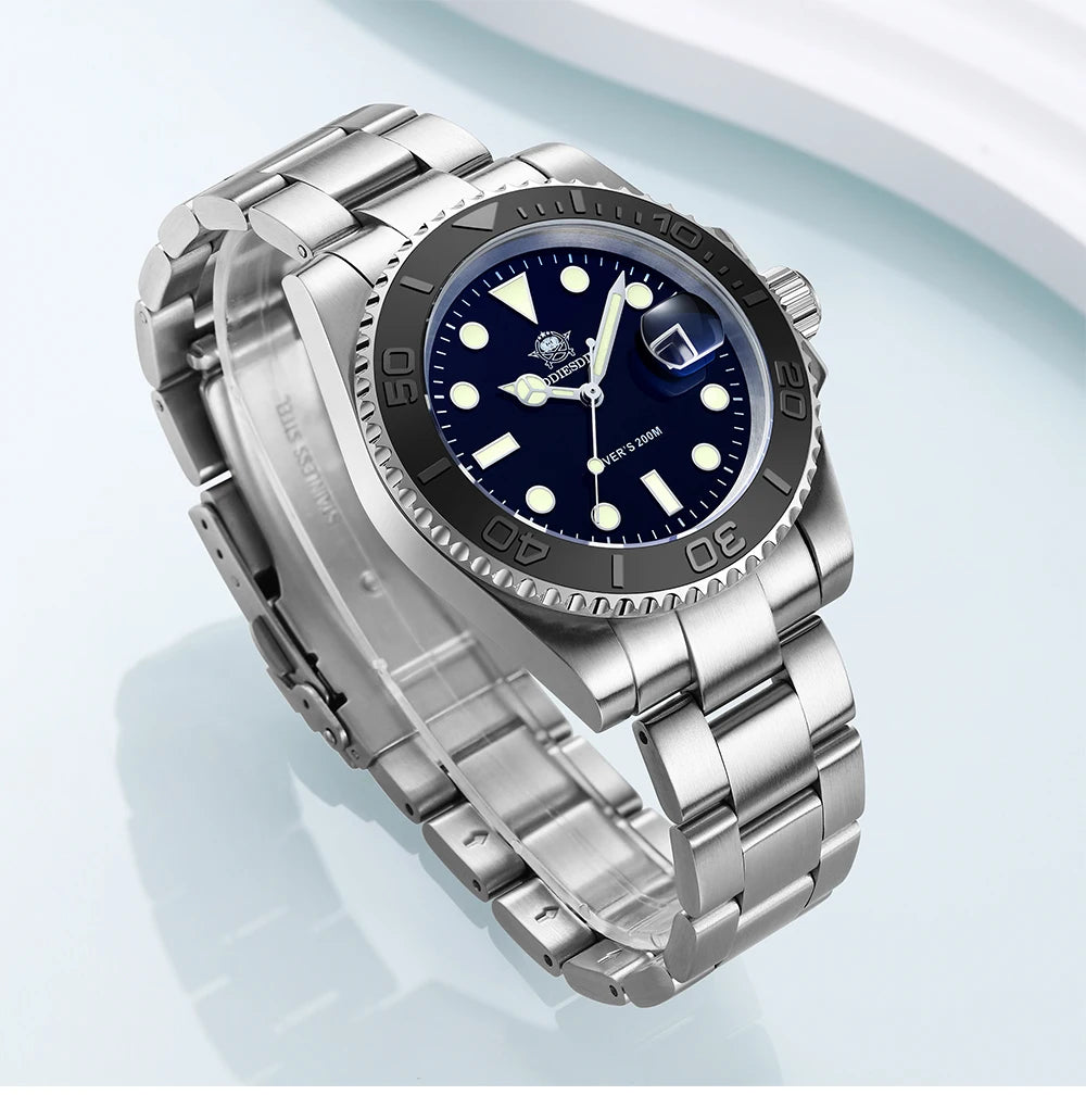 ADDIESDIVE Luxurious Men's Analog Quartz Watch BGW9 Luminous 20 Bar Waterproof Men's Diving Stainless Steel Men Watches H3.