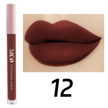 1PC Dark Brown Matte Velvet Lip Gloss Waterproof Liquid Lipstick Nude Brown Lips Korean Makeup for Lip Tint Lip Glaze Cosmetics.