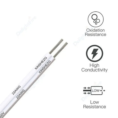 2pin 5V 12V Electrical Wire 26 24 22 20 18 AWG White Grey Tinned Copper Insulated PVC Extension Cable for Auto Speaker LED Strip.
