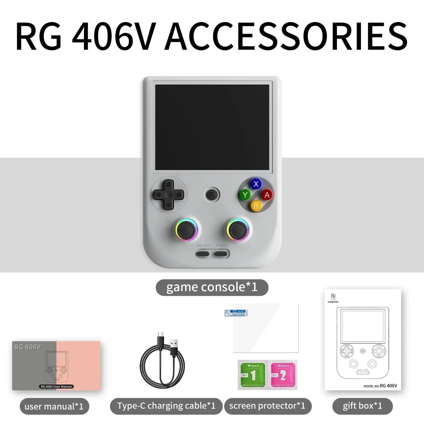 ANBERNIC RG406V Retro Game Console Portable 4-inch IPS Multi-Touch Display Android 13 HDMI Output FOTA Upgrades.