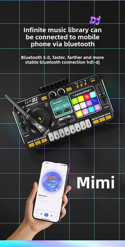 Multifunctional DJ Mixer Children Simulation DJ Controller Live Sound Card Music Player Whac A Mole Game Toys Kids Birthday Gift.