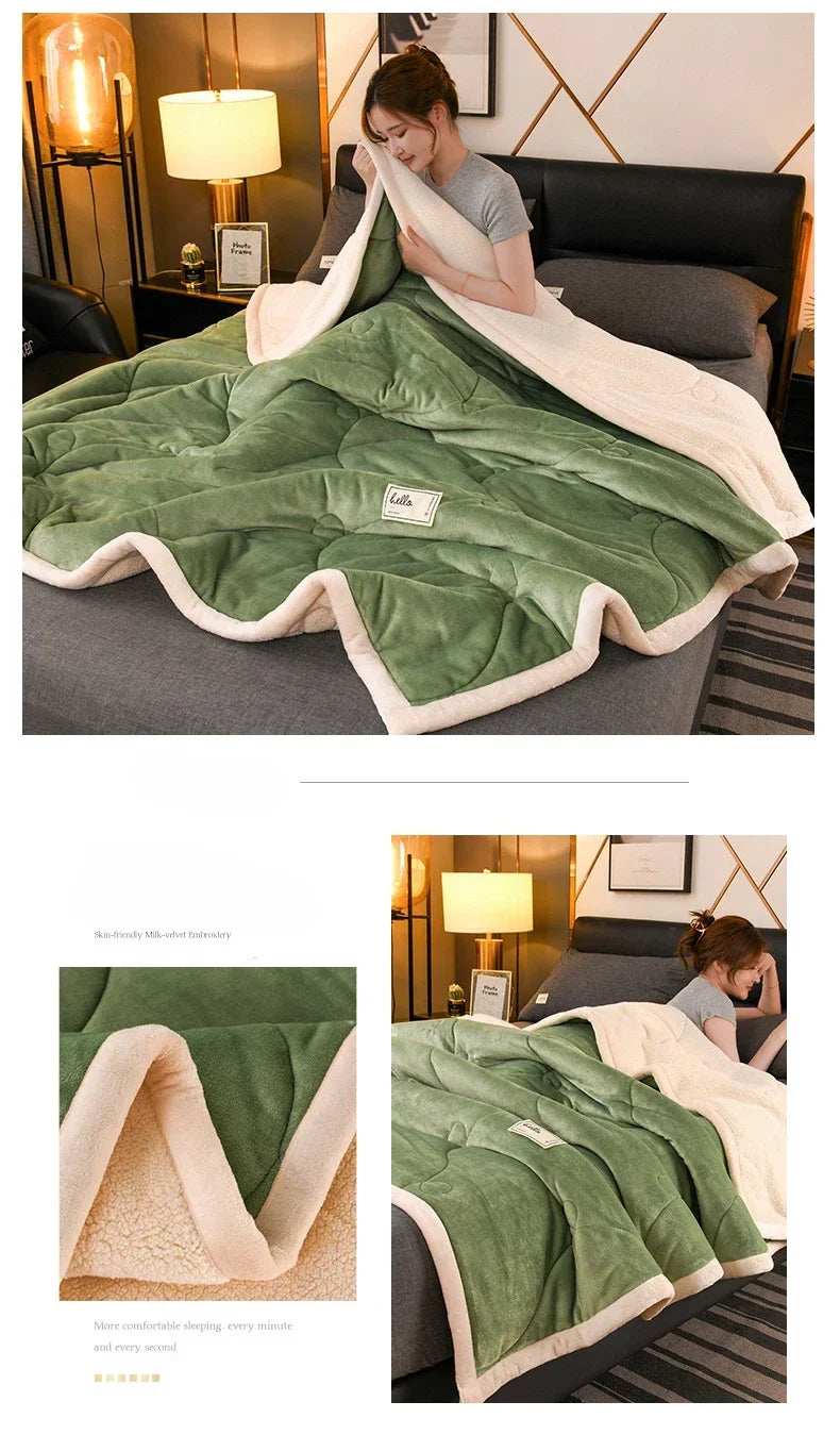 2025 NEW Winter Keep Warm Wool Throw Blanket for Sofa Winter Blanket King Size Home Warm Plaid Comforter Bedspread Bedding Sheet