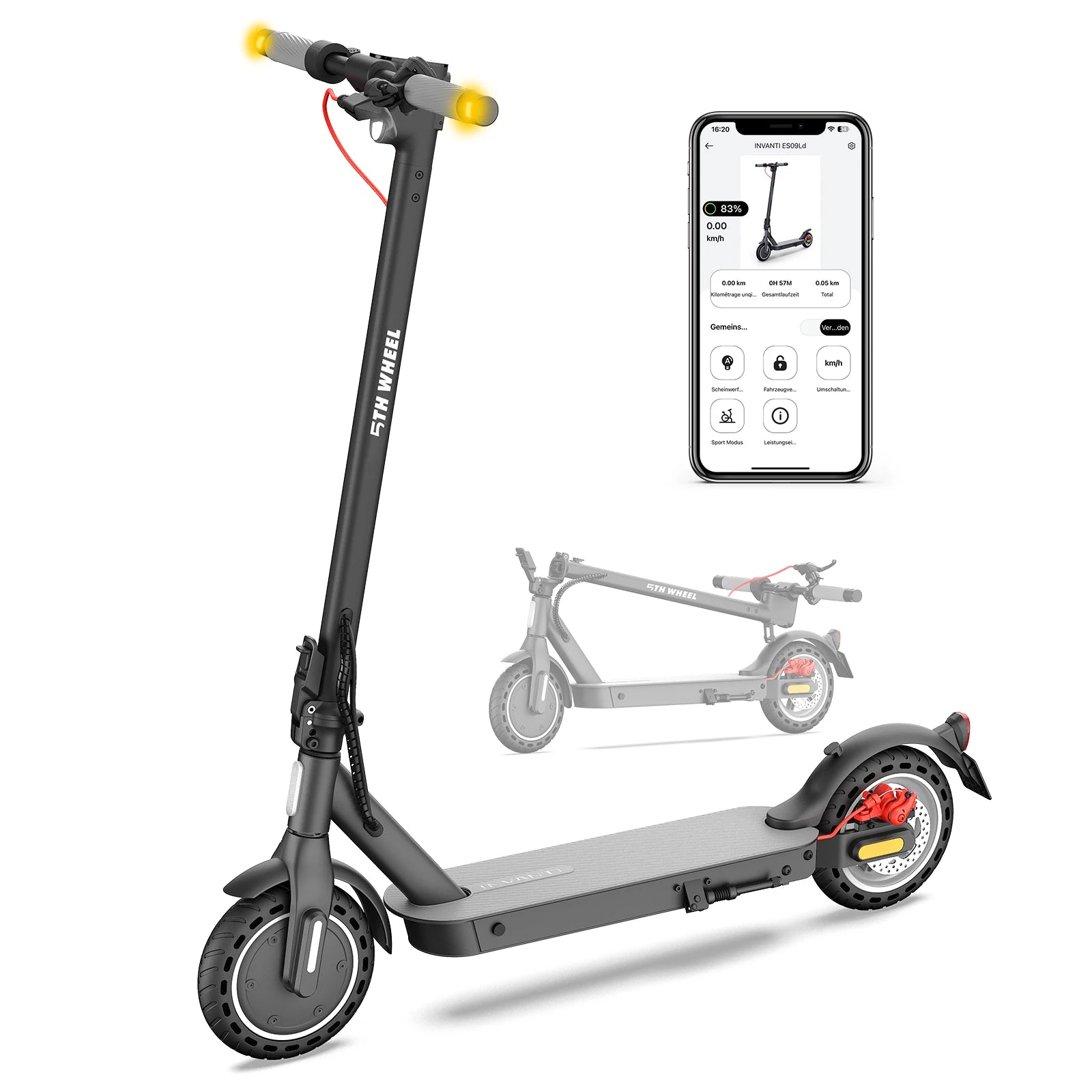 5TH WHEEL E30(ABE) Adult Electric Scooter 350W Motor 36V 7.5AH Battery City Electric Scooter 8.5" Solid Tires Foldable E-Scooter.