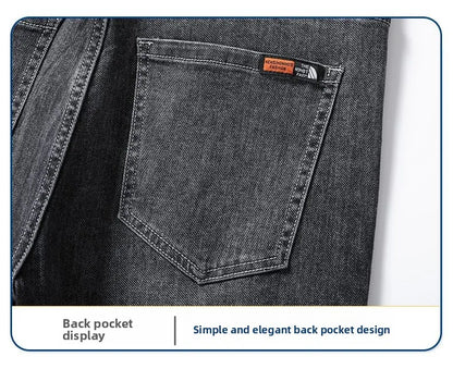 2025 New High Quality Jeans Men Baggy Pants Autumn Straight Cut Loose Solid Denim Pants Streetwear Fashion Pockets Vintage Man.